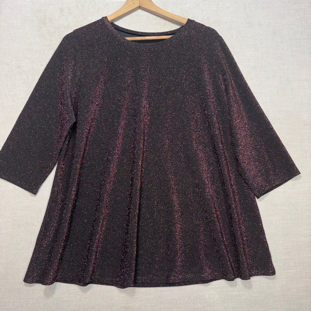 Jessica London Sparkle Metallic 3/4 Sleeve Tunic Top‎ Plus Sz 14 16 Brown Copper